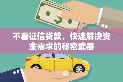 疏附不看征信贷款，快速解决资金需求的秘密武器